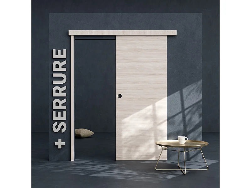 Porte Coulissante avec Rail + Serrure - Oslo 83 cm