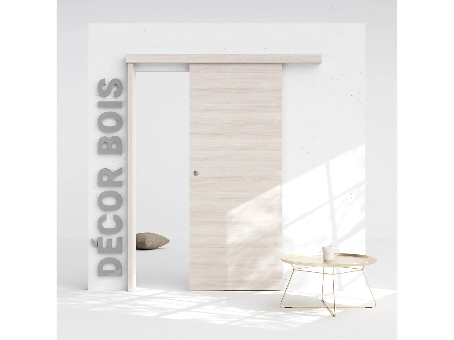 Porte Coulissante avec Rail - Oslo 83 cm - Avec butée