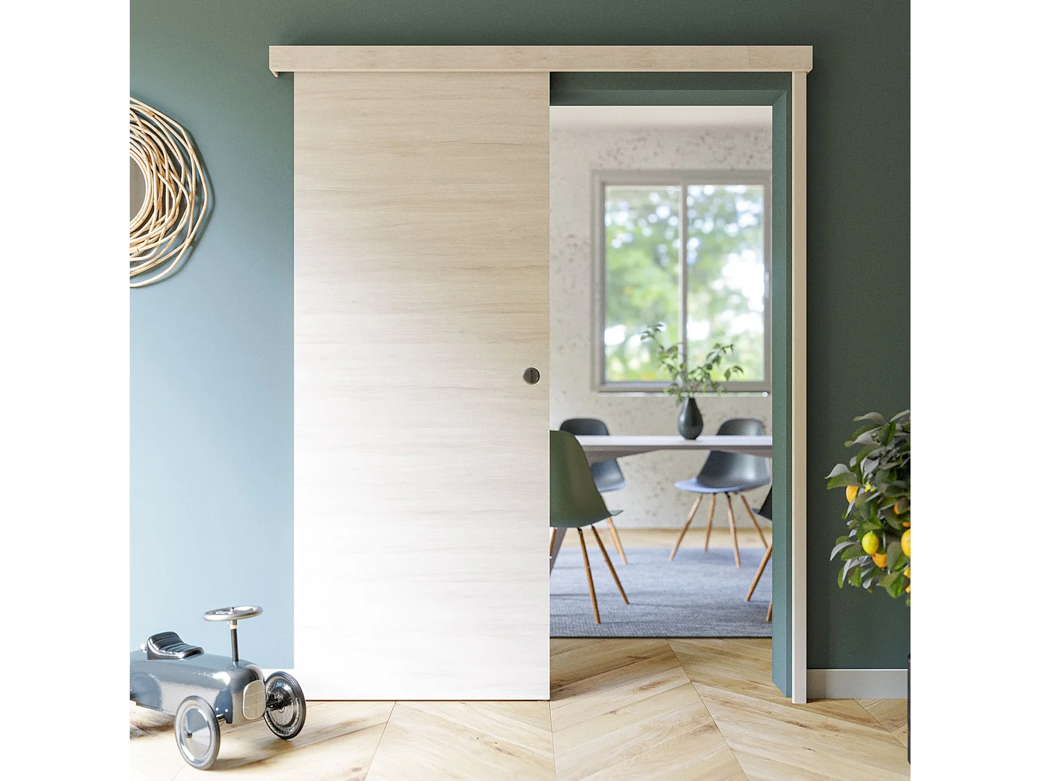 Porte Coulissante avec Rail - Oslo 83 cm - Avec butée