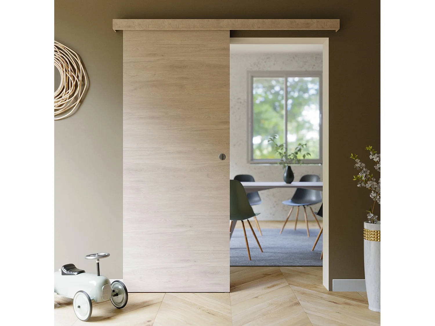 Porte Coulissante avec Rail - Denver 83 cm - Sans butée