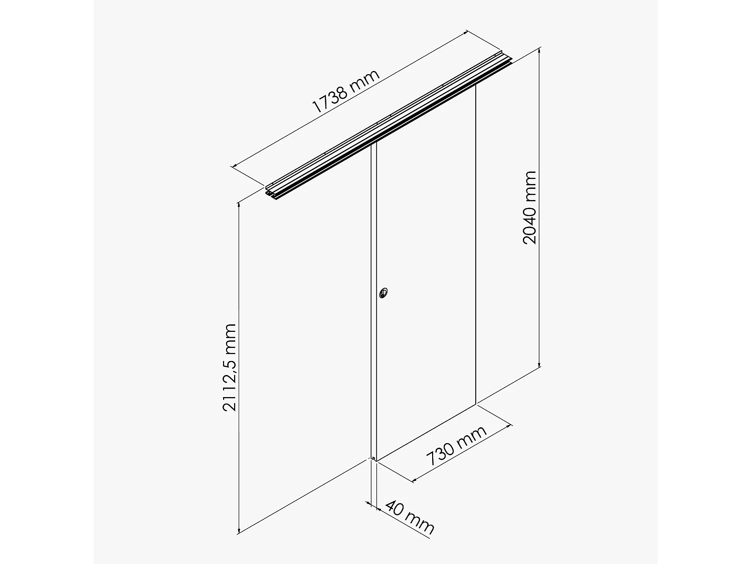 Porte Coulissante avec Rail - Prépeinte Plane 73 cm - Sans butée