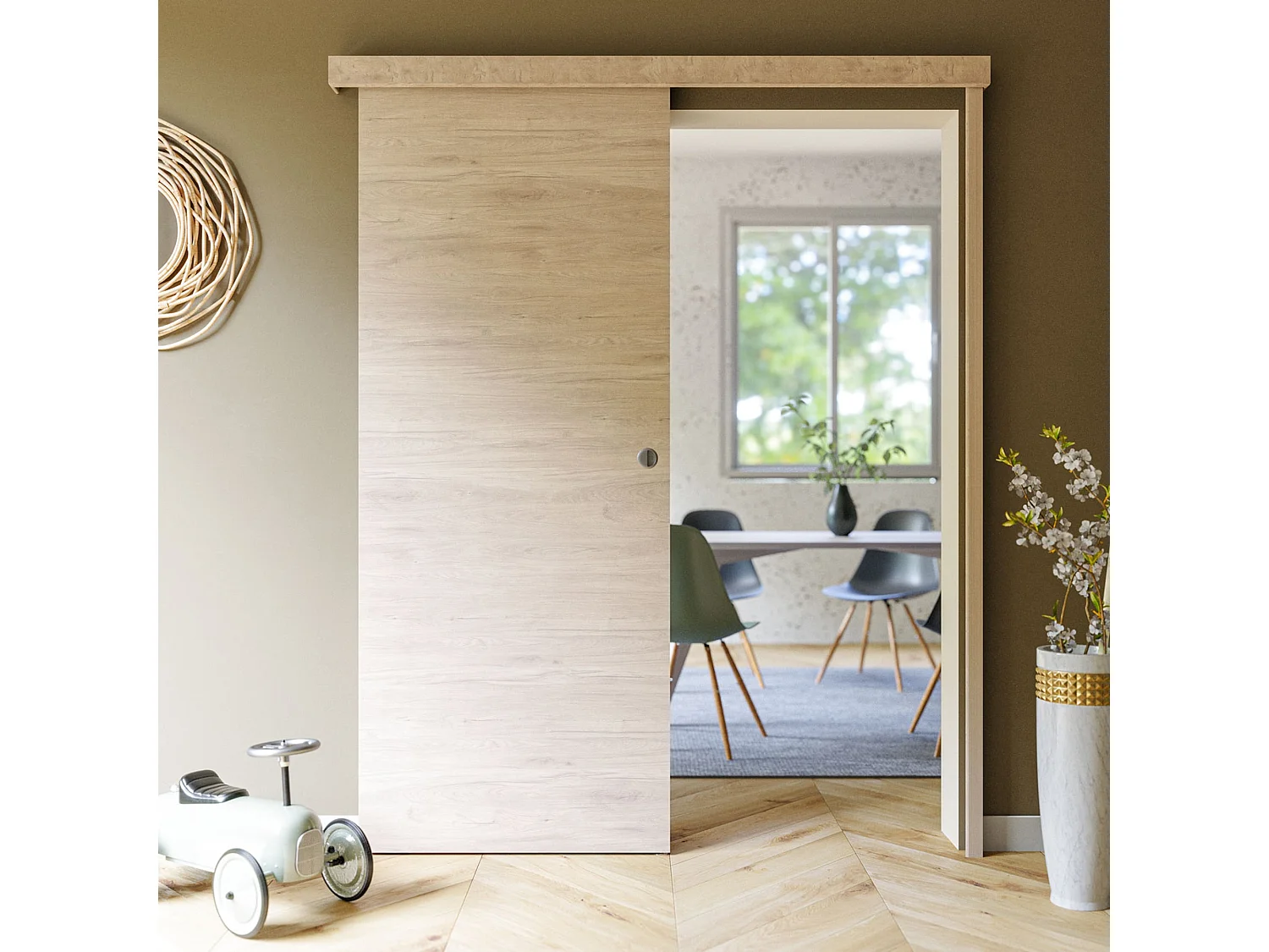 Porte Coulissante avec Rail - Denver 83 cm - Avec butée