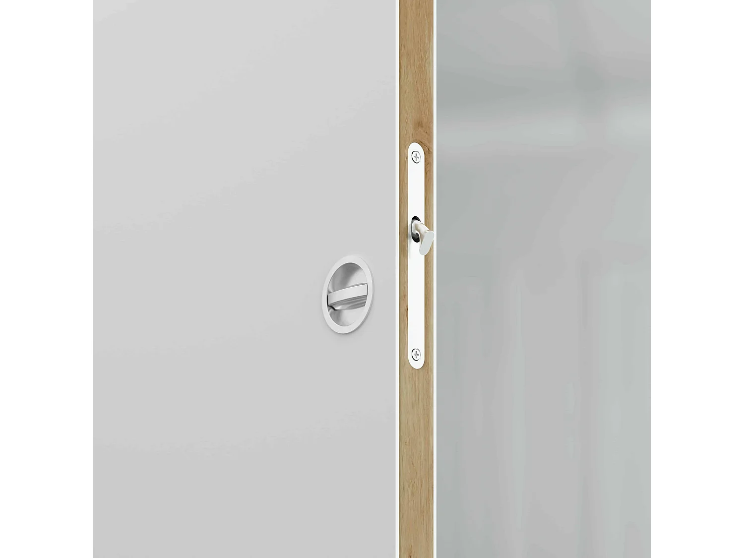 Porte Coulissante avec Rail + Serrure - Prépeinte Plane 63 cm