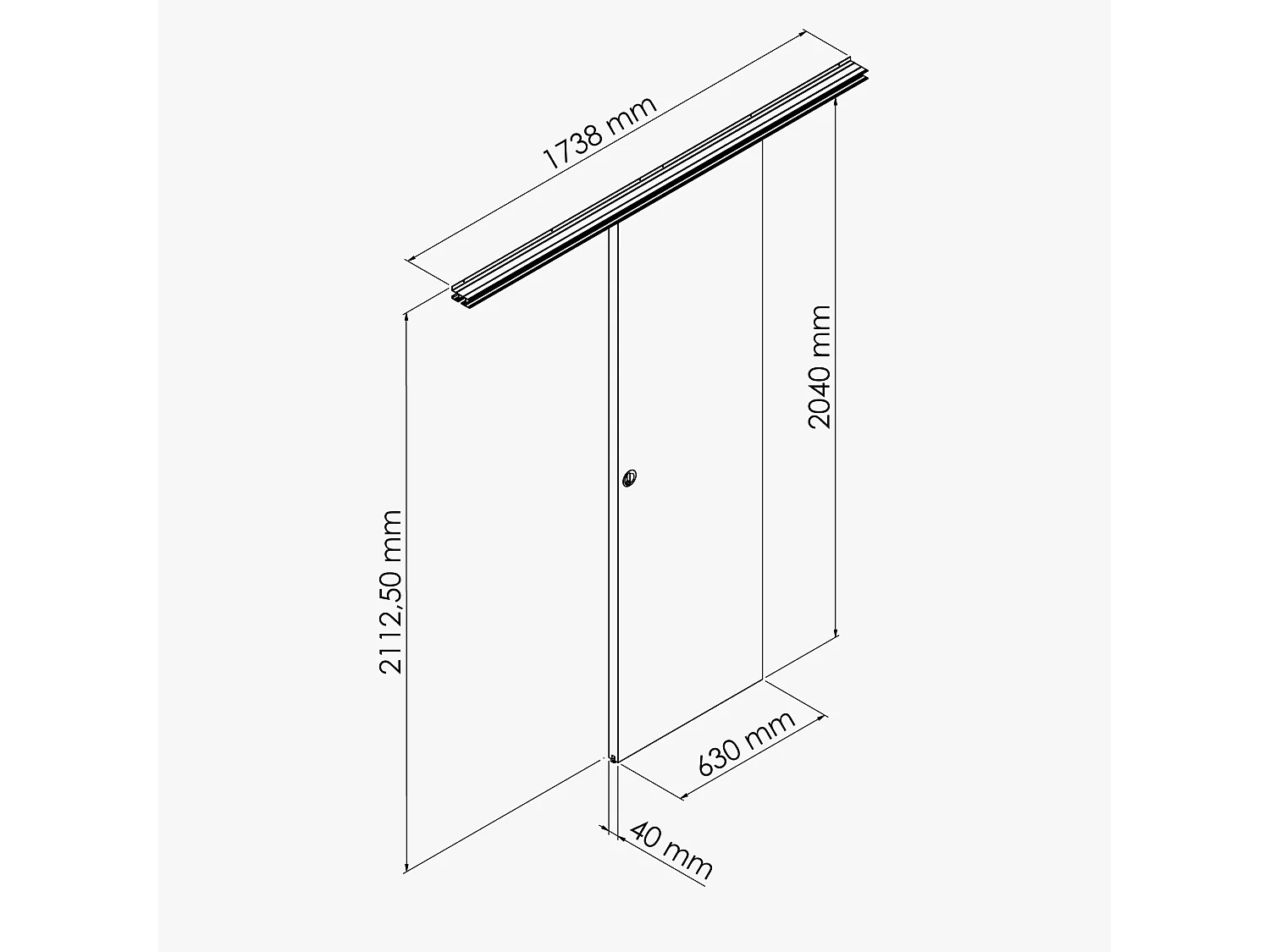 Porte Coulissante avec Rail + Serrure - Prépeinte Plane 63 cm