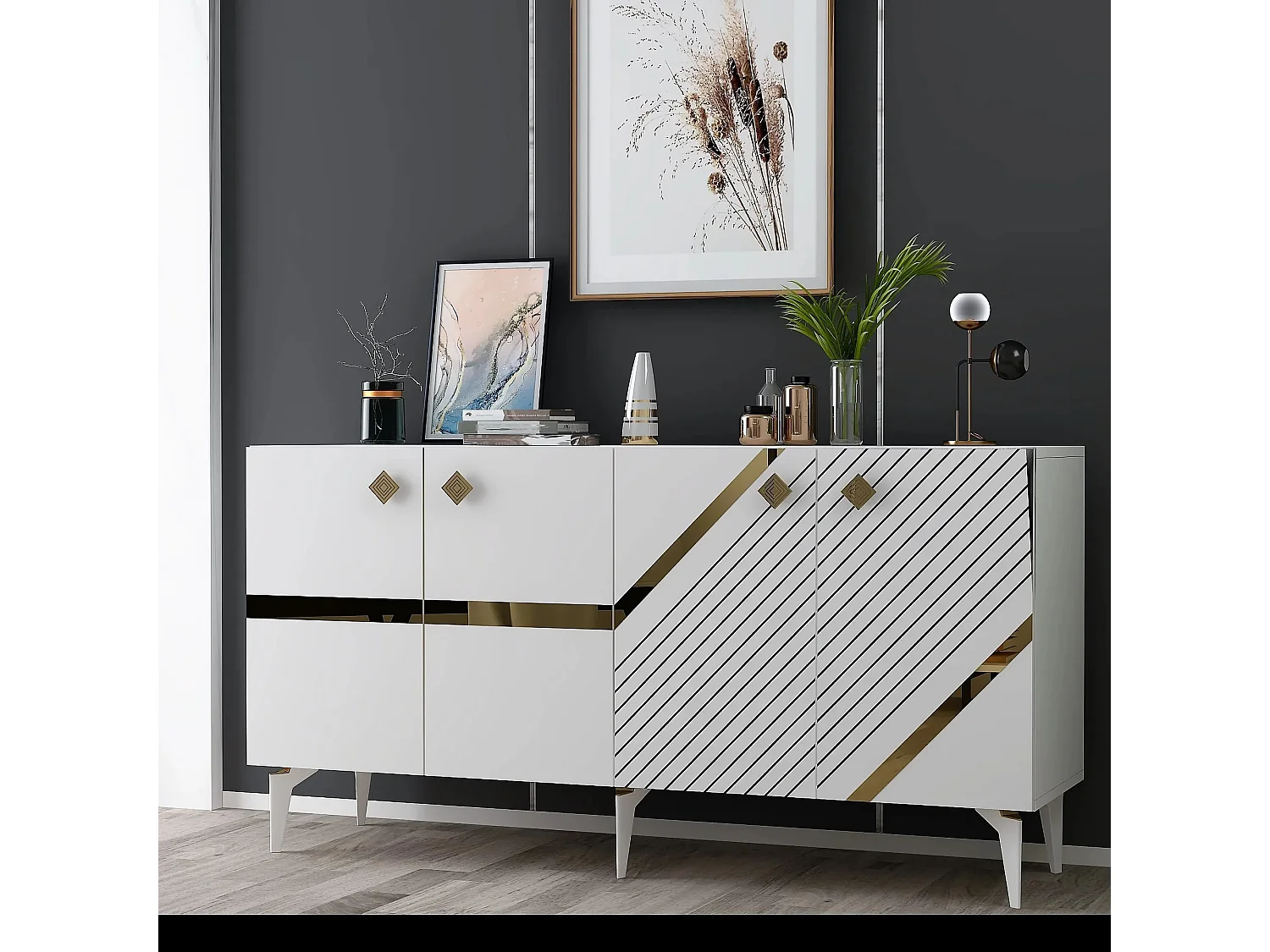 Aparador Iris Blanco dorado150x79x40 cm