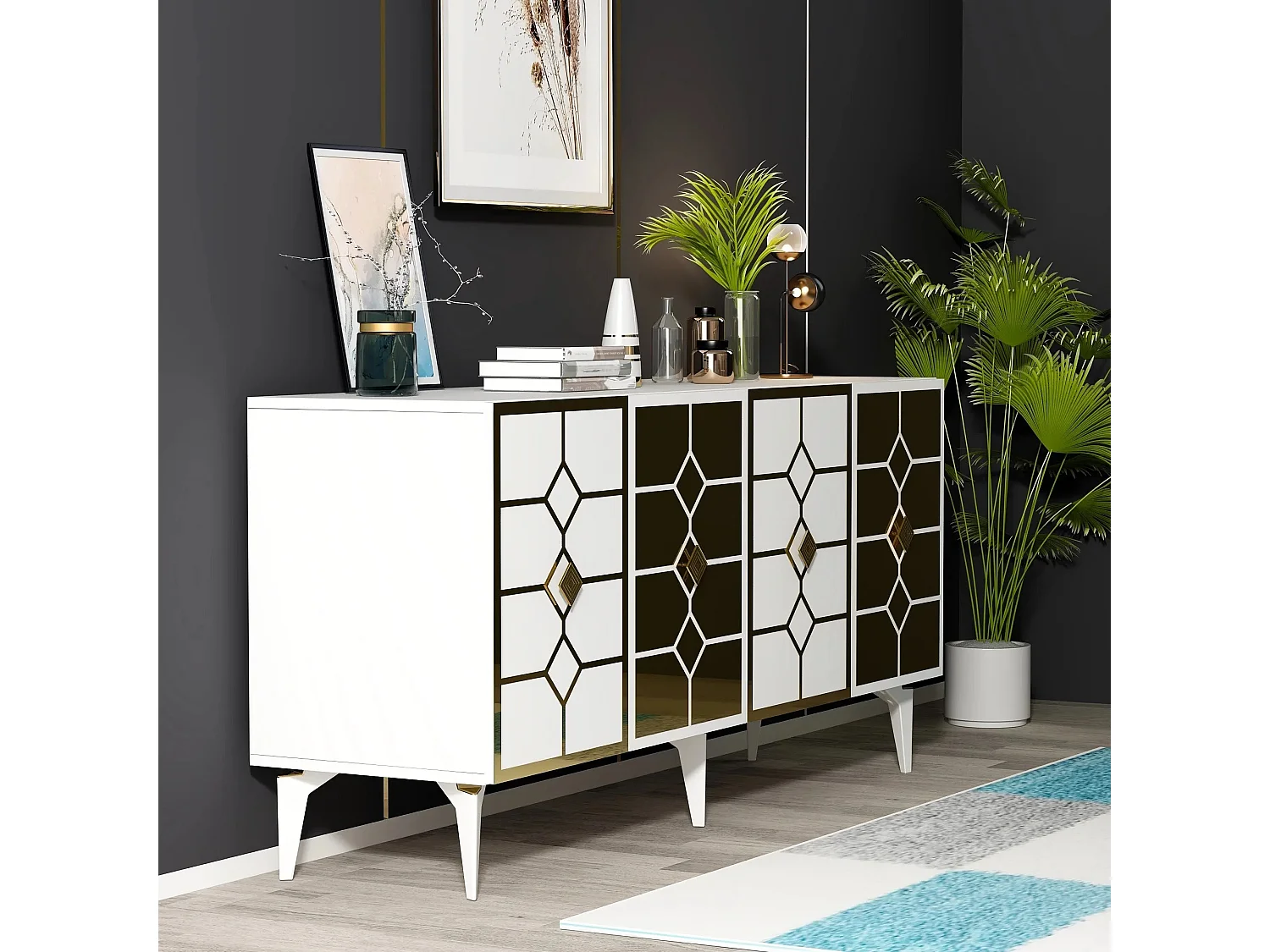 Aparador Irmak Blanco dorado150x79x40 cm