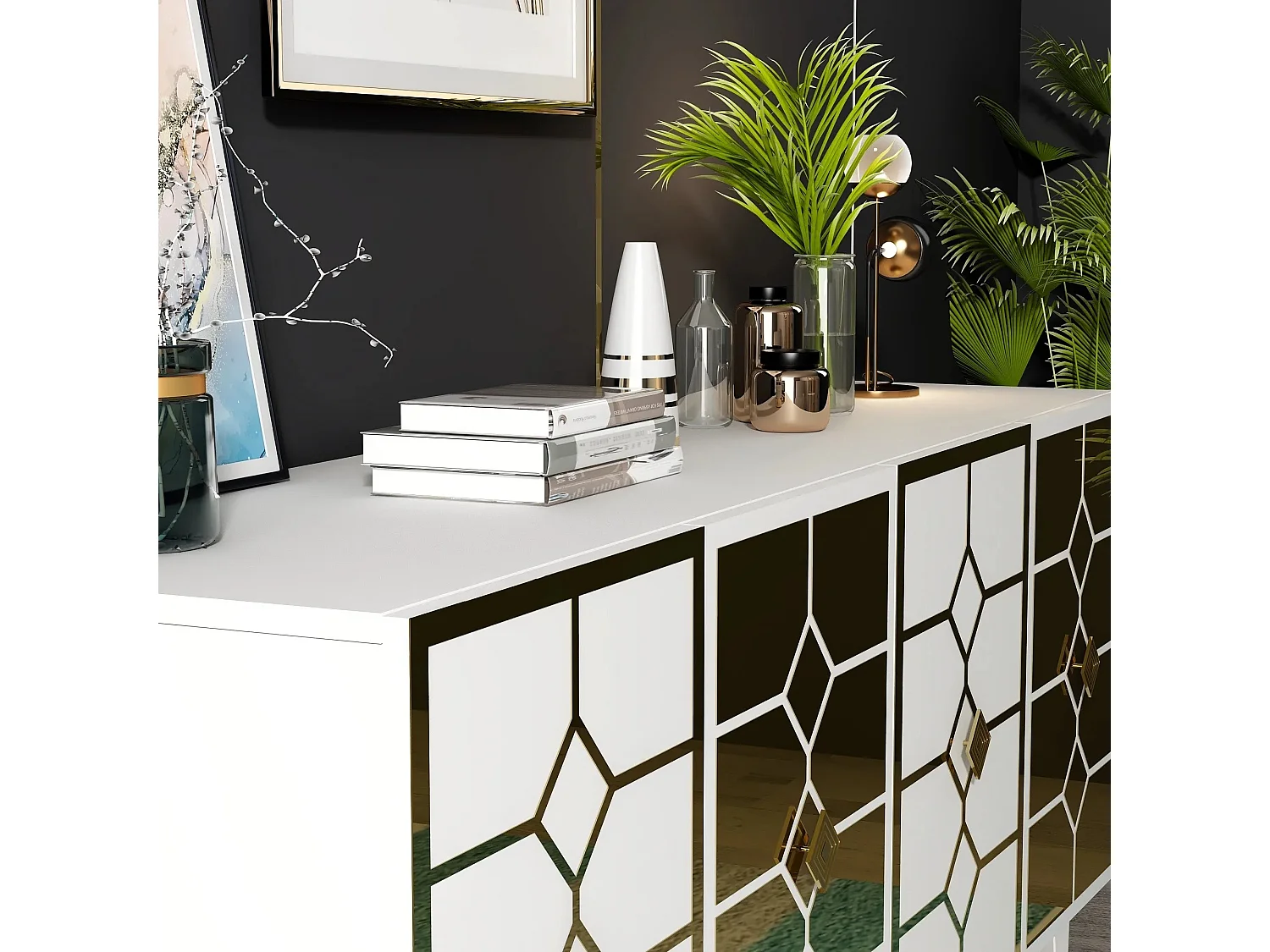 Aparador Irmak Blanco dorado150x79x40 cm