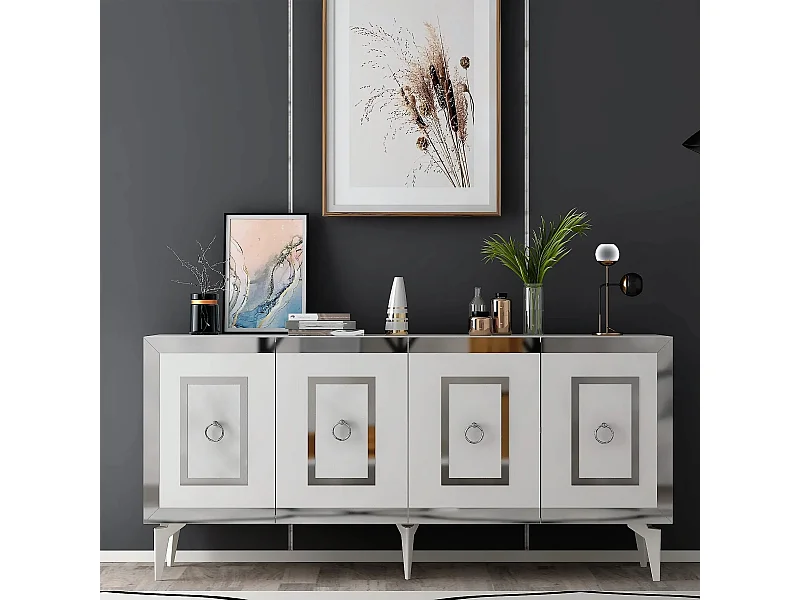 Aparador Karya Blanco Plata 150x79x40 cm