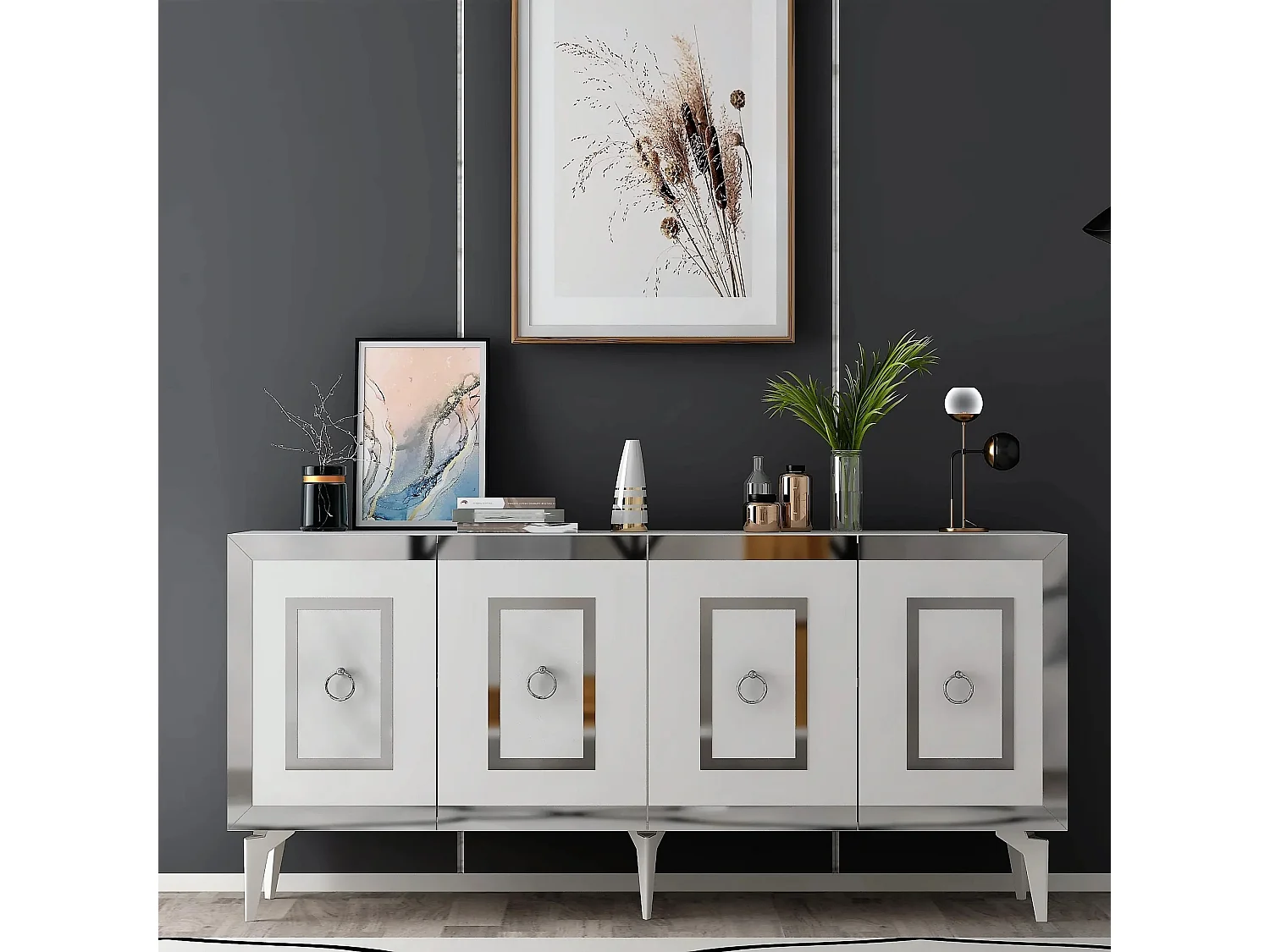 Aparador Karya Blanco Plata 150x79x40 cm