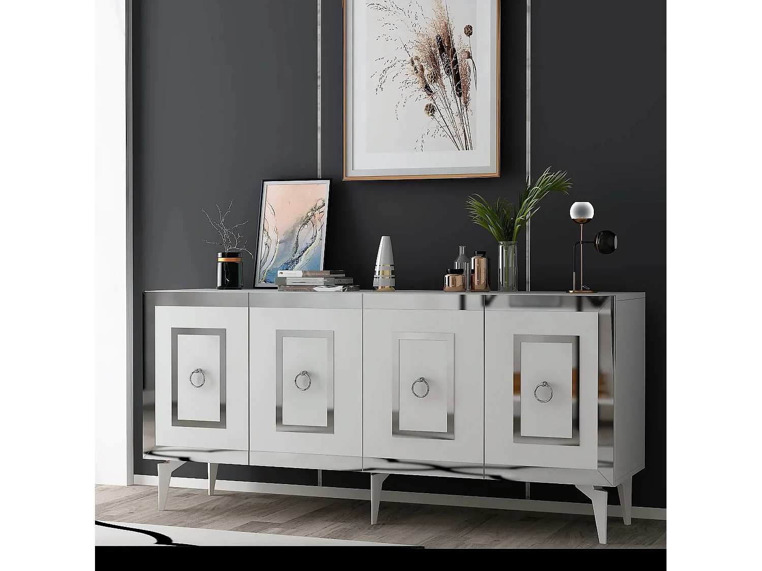 Aparador Karya Blanco Plata 150x79x40 cm