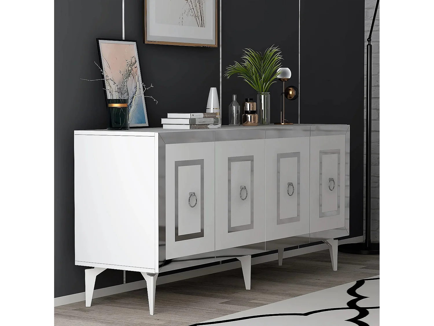 Aparador Karya Blanco Plata 150x79x40 cm