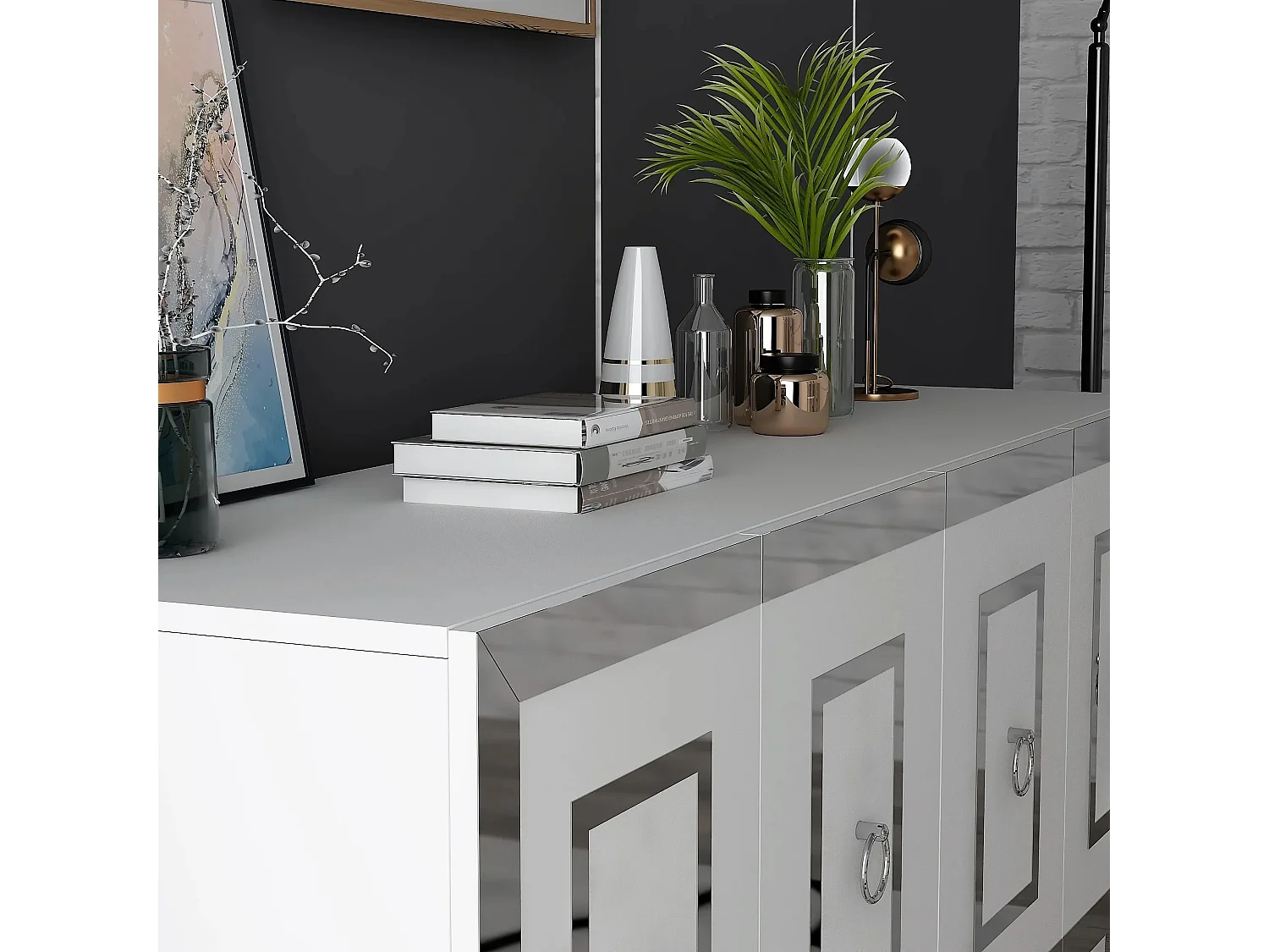 Aparador Karya Blanco Plata 150x79x40 cm