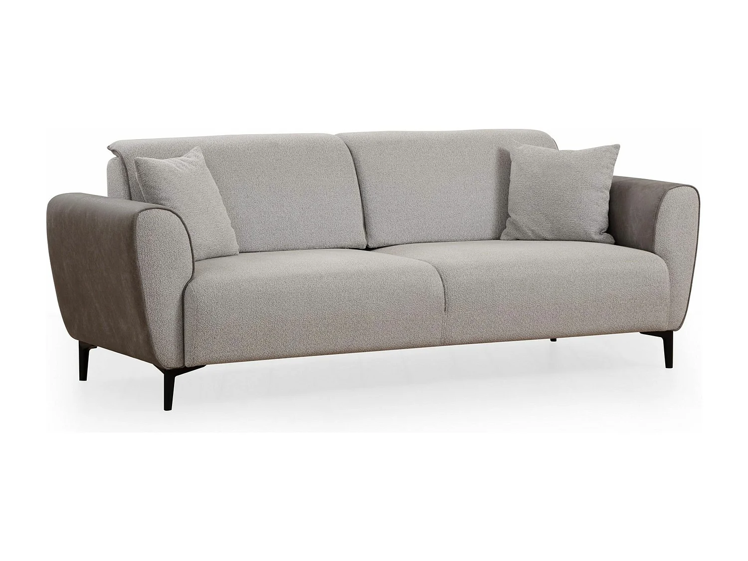 Canapé convertible 3 places Style Néo-rétro Softy Tissu bouclette et Effet simili en Velours Gris