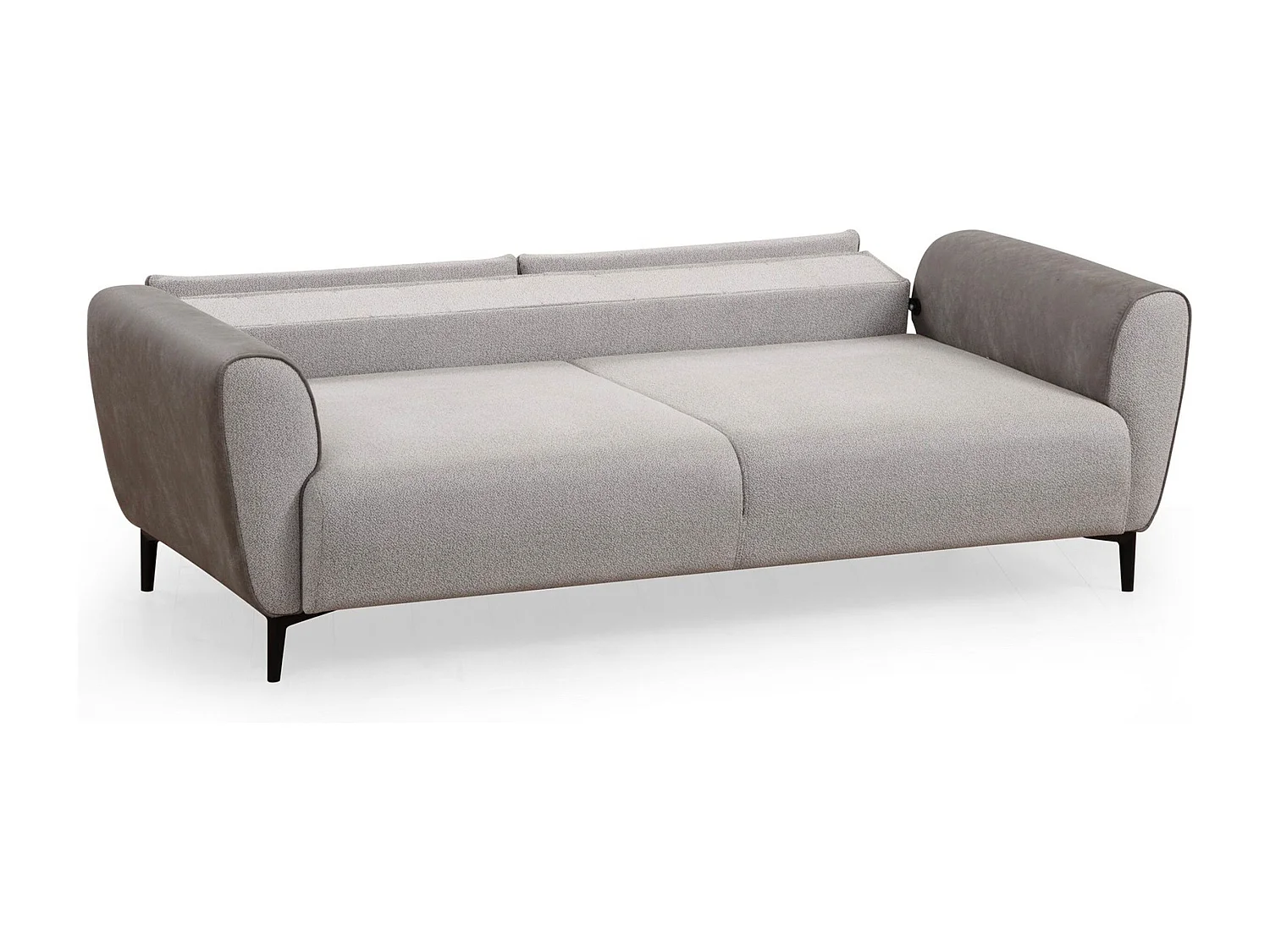 Canapé convertible 3 places Style Néo-rétro Softy Tissu bouclette et Effet simili en Velours Gris