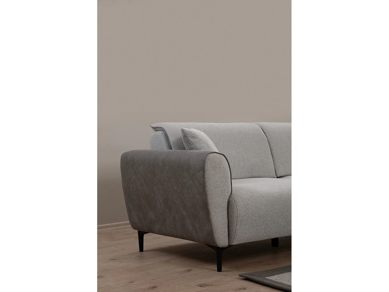 Canapé convertible 3 places Style Néo-rétro Softy Tissu bouclette et Effet simili en Velours Gris