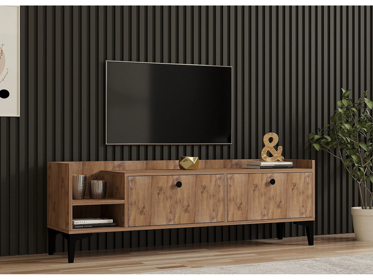 TV-Ständer – 150 cm breit – Atlantische Kiefer – Melaminbeschichtete Spanplatte