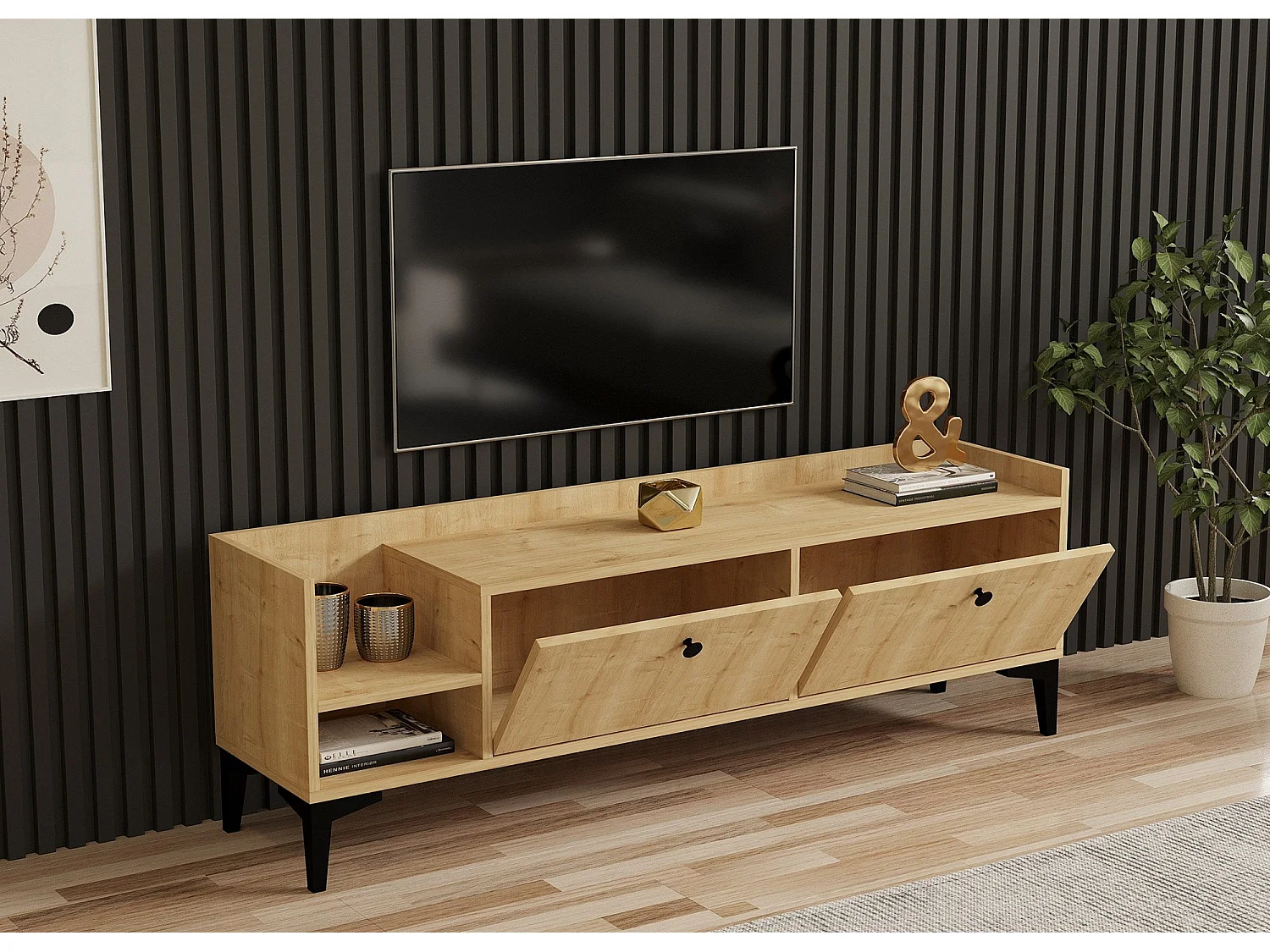 TV-Ständer – 150 cm – Saphir-Eiche – Melamin