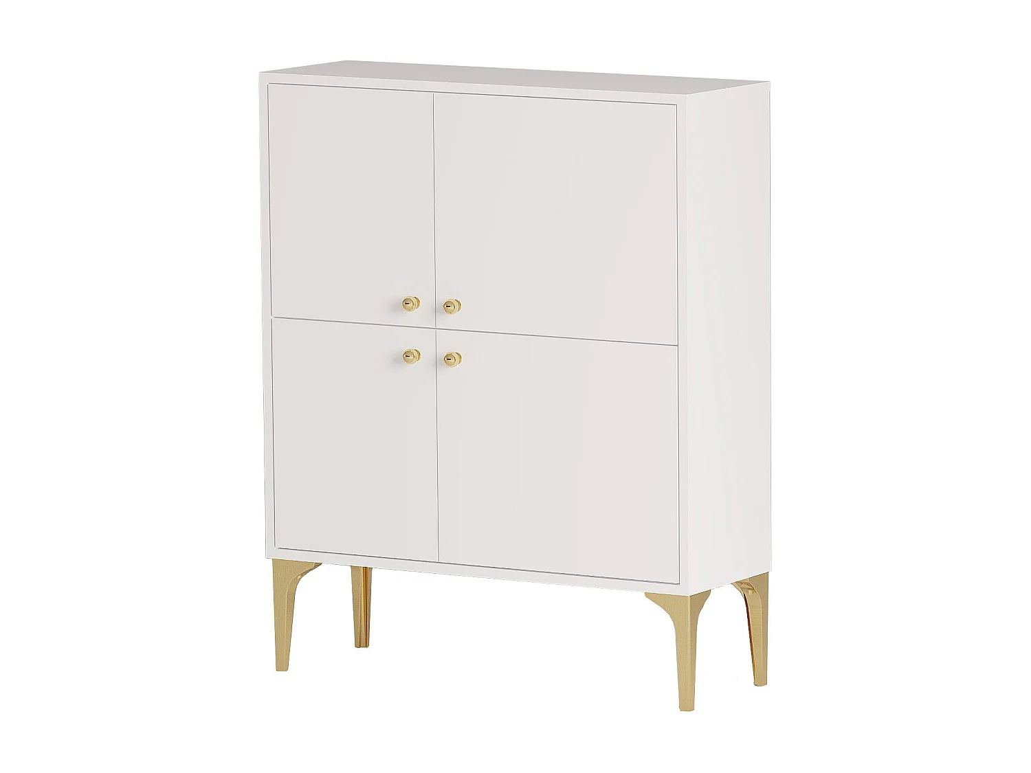 Aparador – 90 cm x 115 cm x 35 cm – Branco e dourado – Aglomerado de partículas revestido a melamina