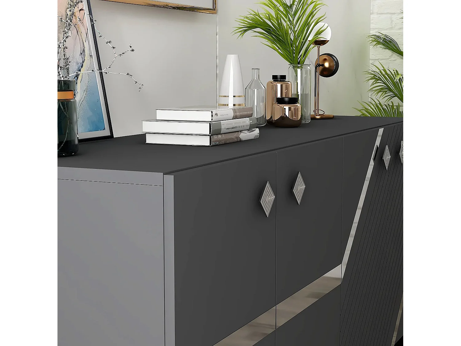 Aparador Iris Antracita Plata 150x79x40 cm