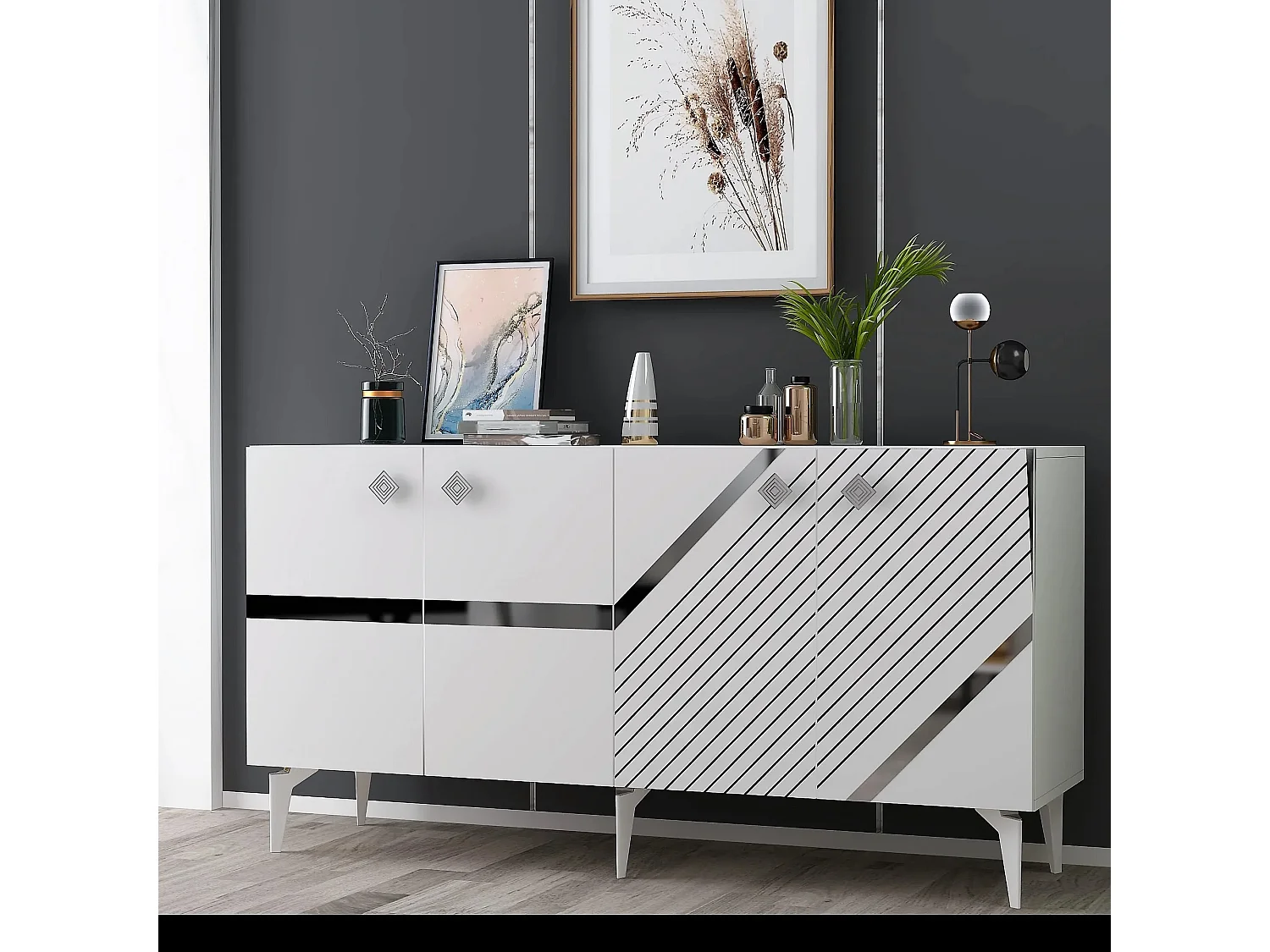 Aparador Iris Blanco Plata 150x79x40 cm