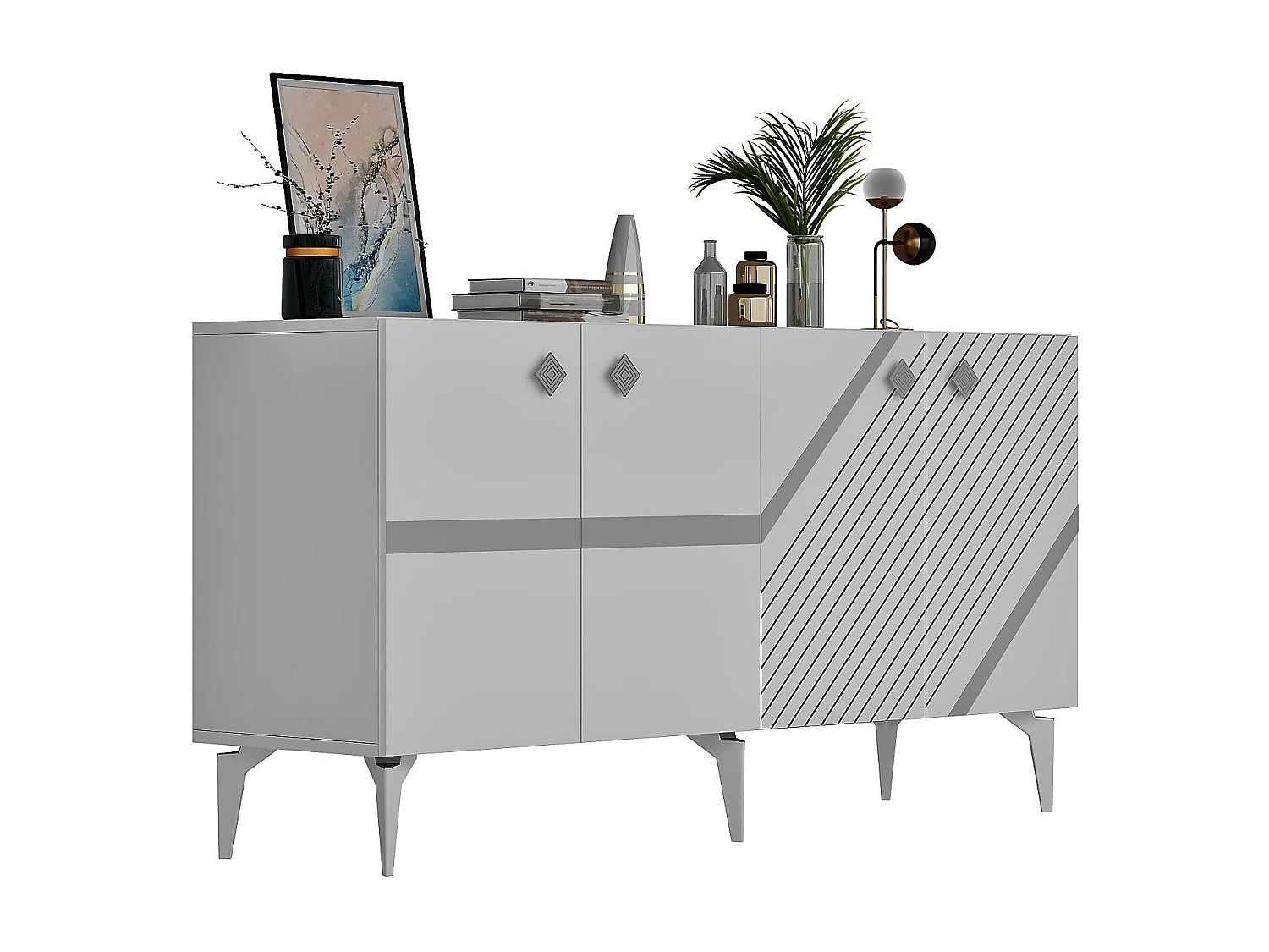 Aparador Iris Blanco Plata 150x79x40 cm