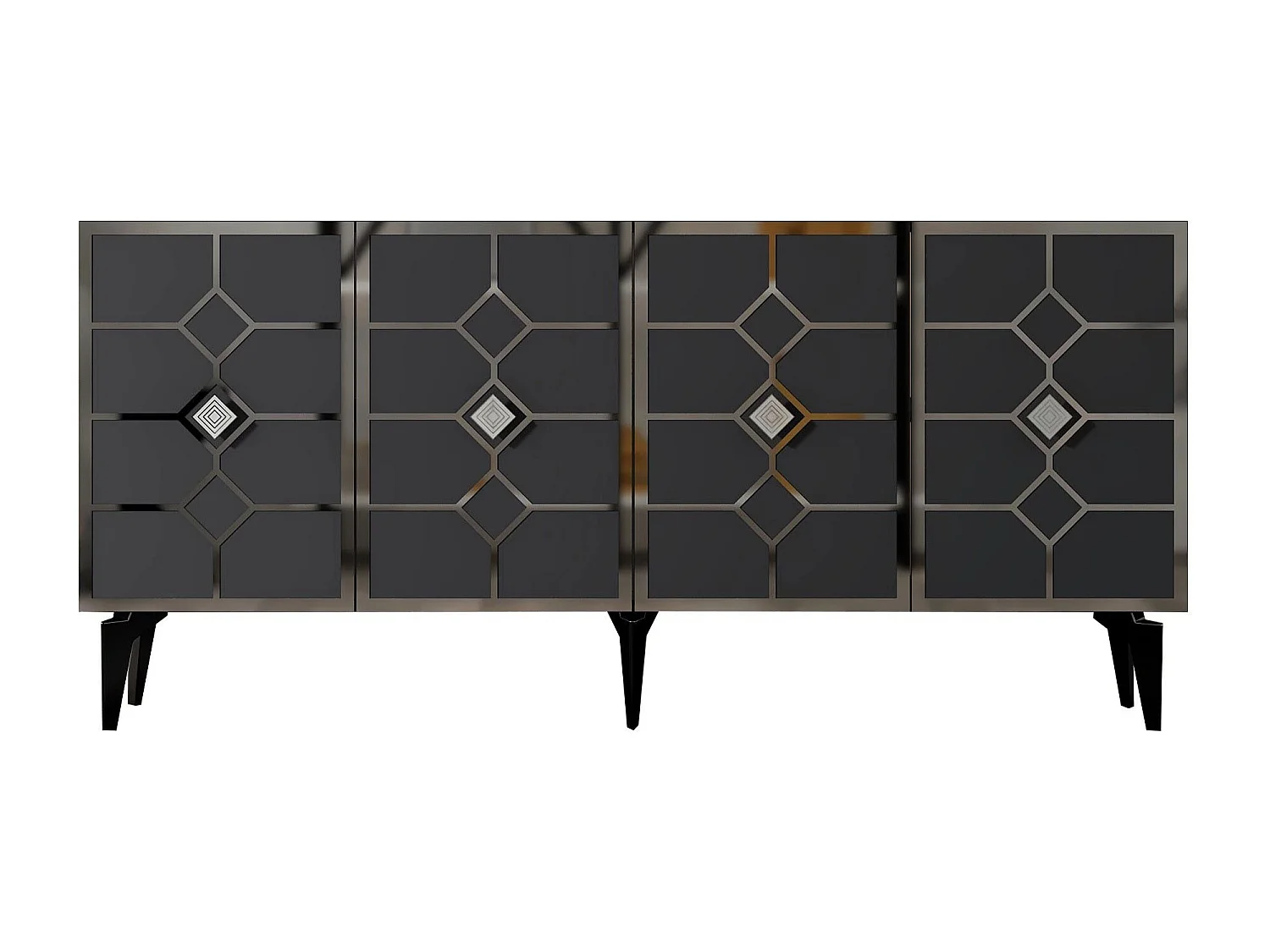 Aparador – 150 x 40 x 79 cm – Antracite e Prata – Painel de Partículas