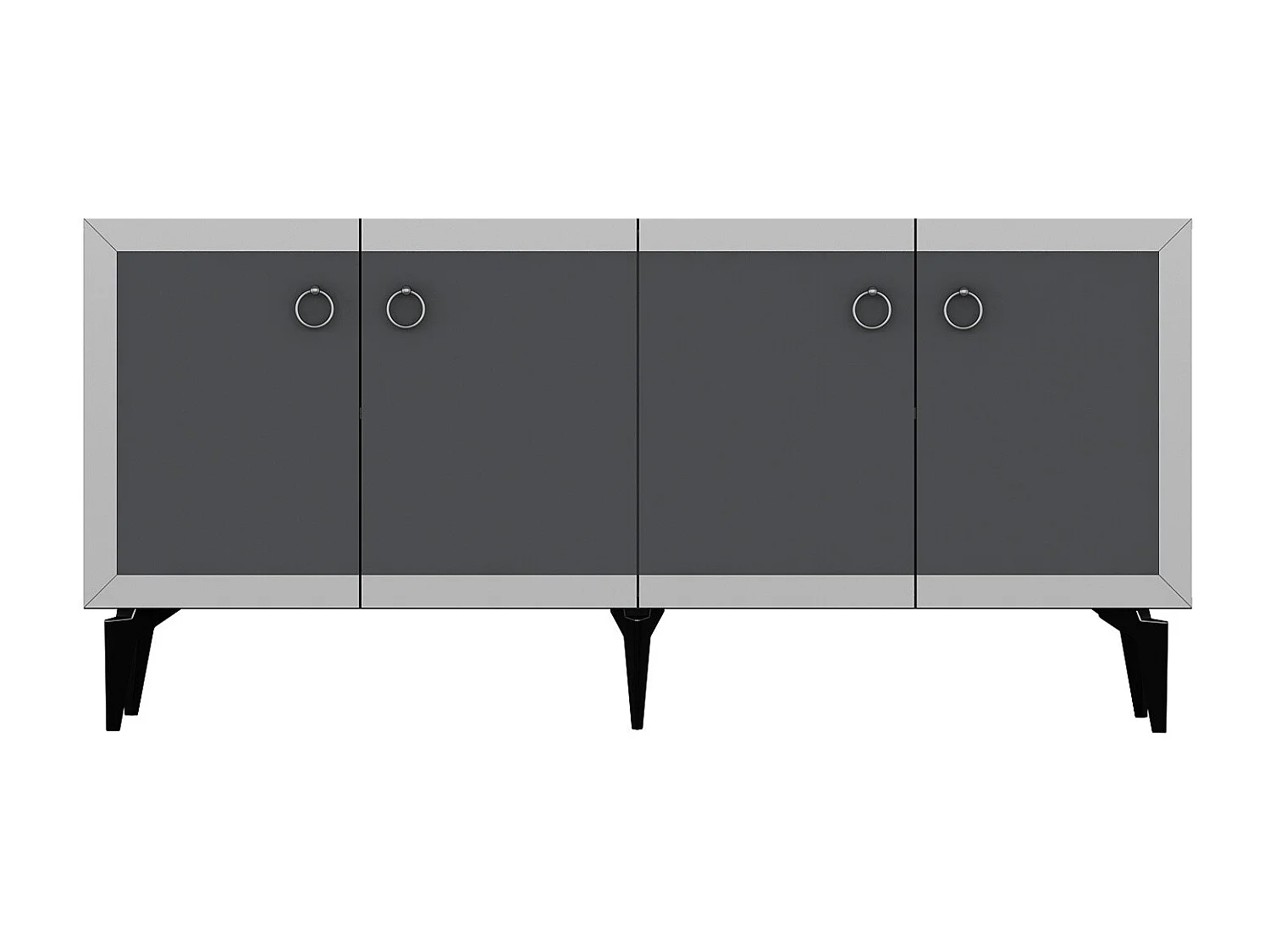 Aparador – 150cm x 40cm x 79cm – Antracite e Prata – Painéis de Partículas