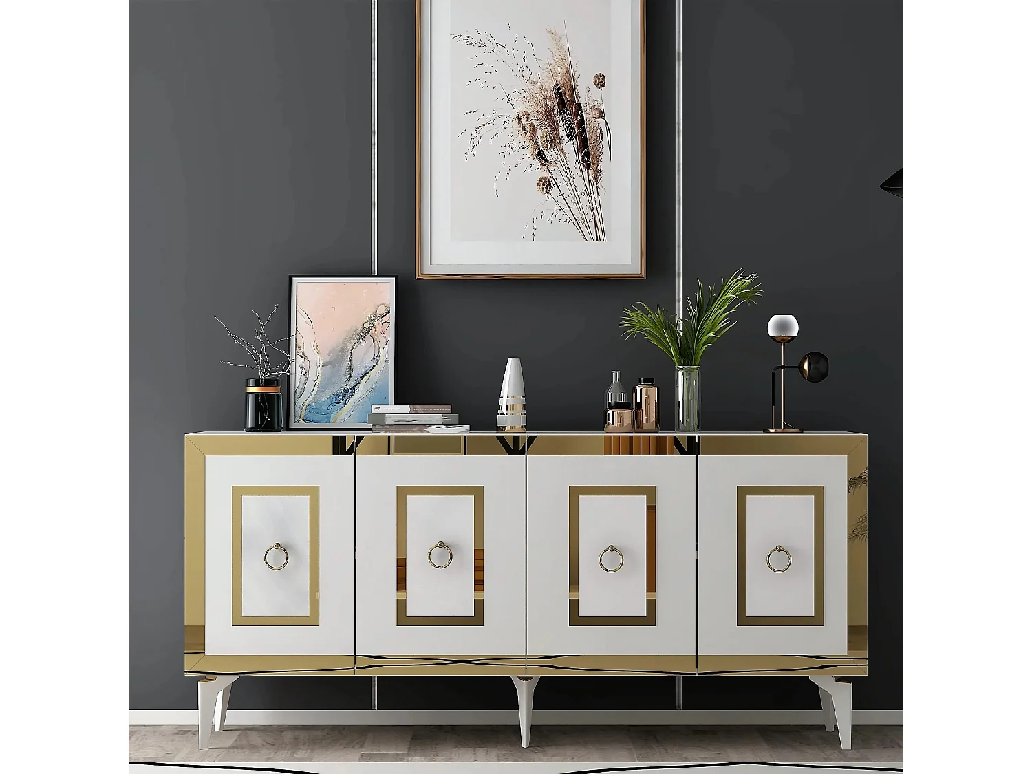 Aparador Karya Blanco dorado150x79x40 cm