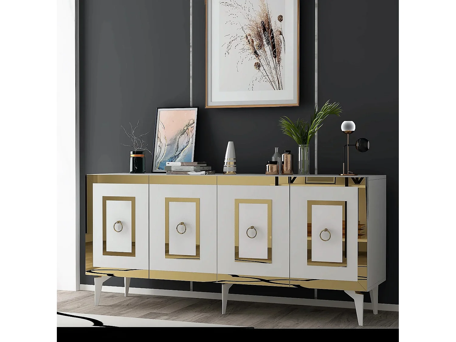 Aparador Karya Blanco dorado150x79x40 cm