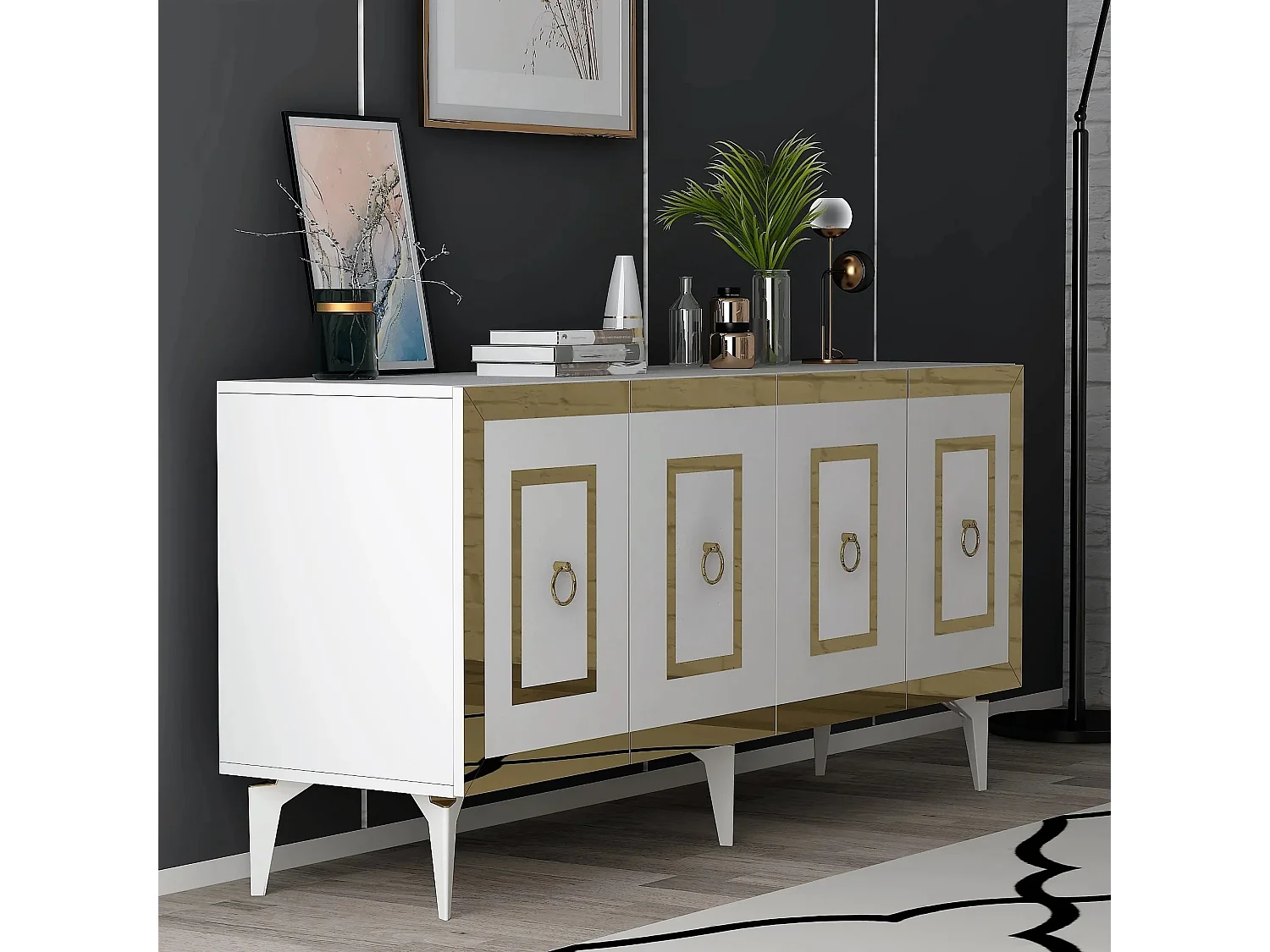 Aparador Karya Blanco dorado150x79x40 cm