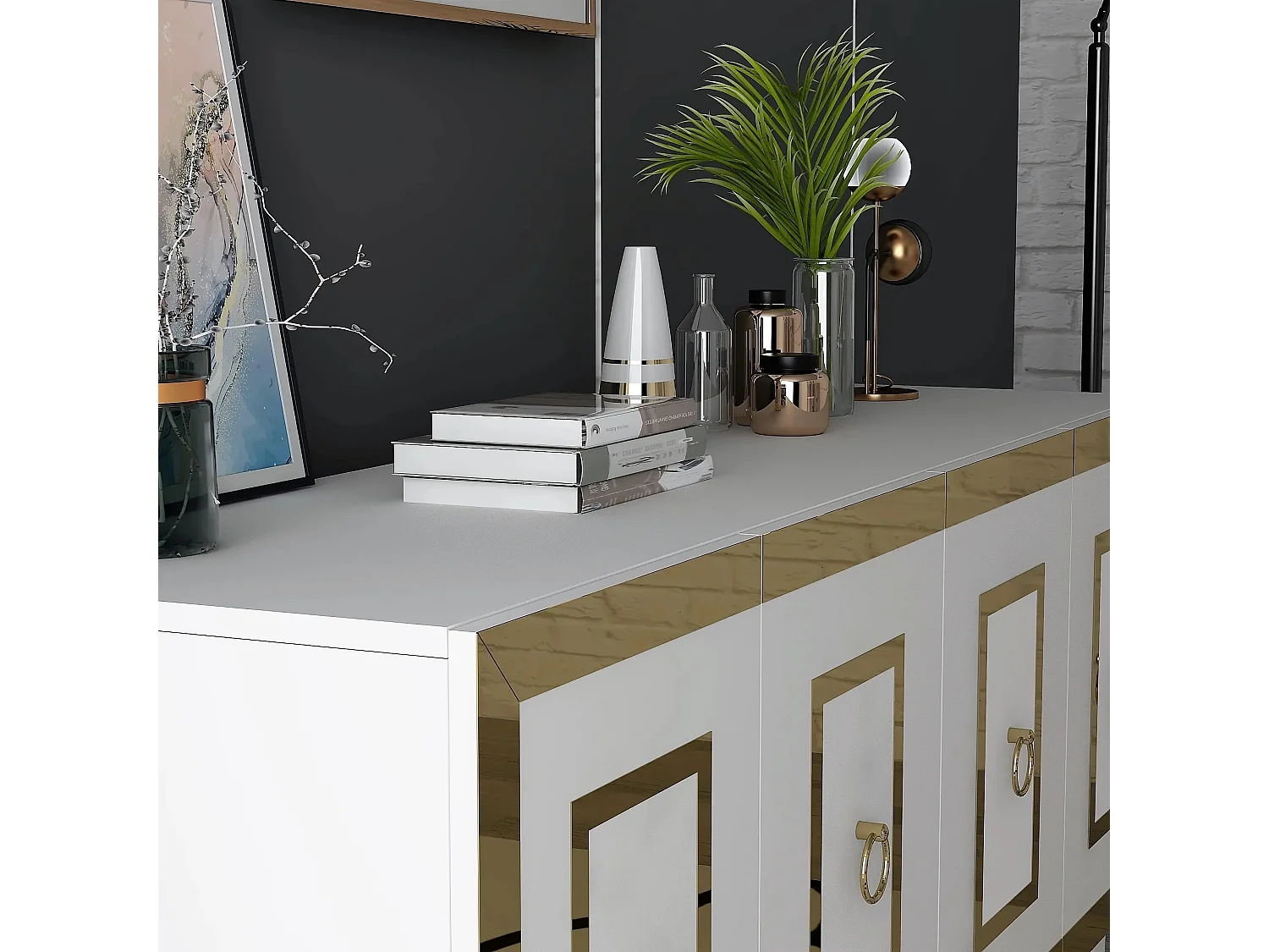 Aparador Karya Blanco dorado150x79x40 cm