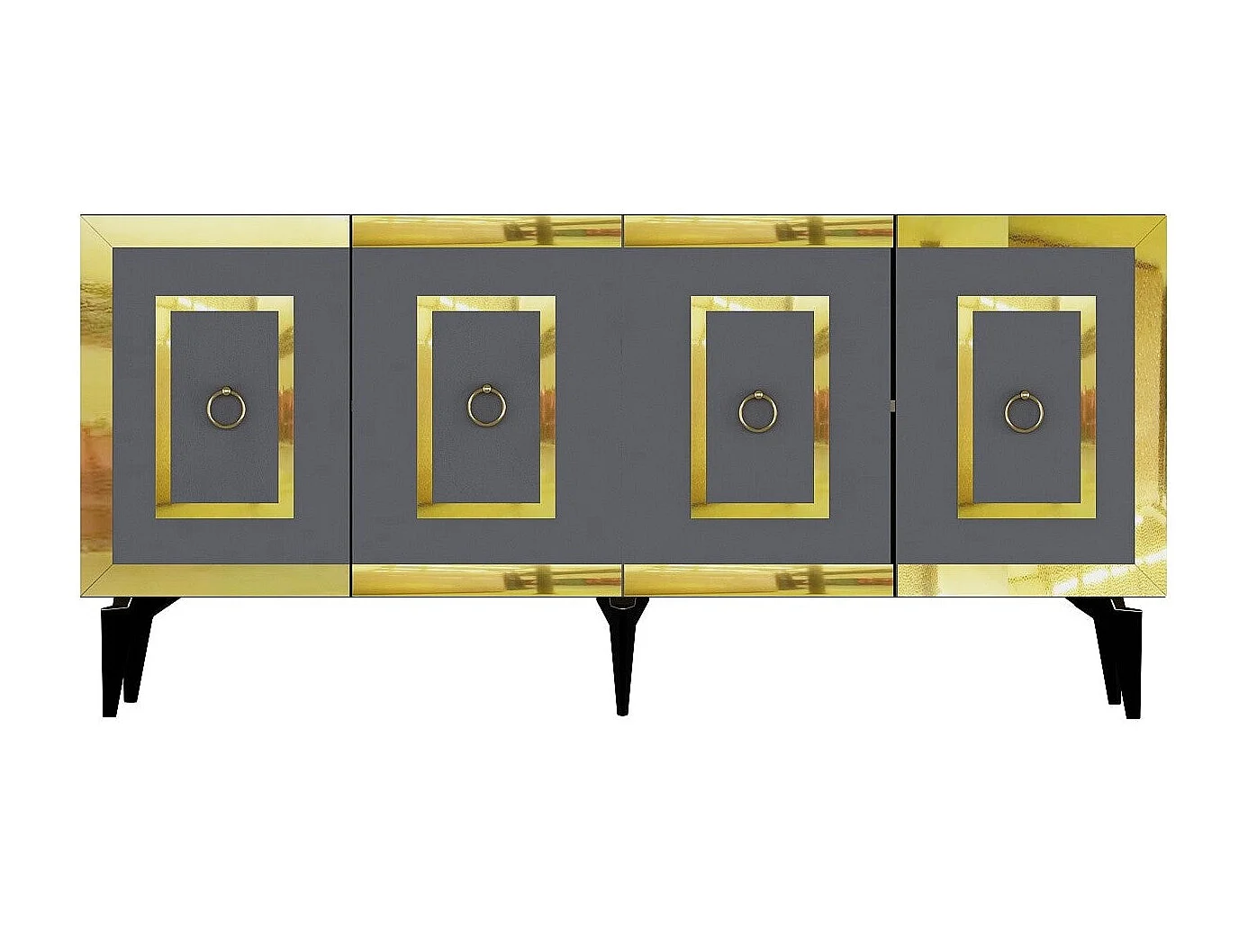 Aparador – 150 cm x 40 cm x 79 cm – Antracite e Dourado – Painéis de Partículas Revestidos a Melamina