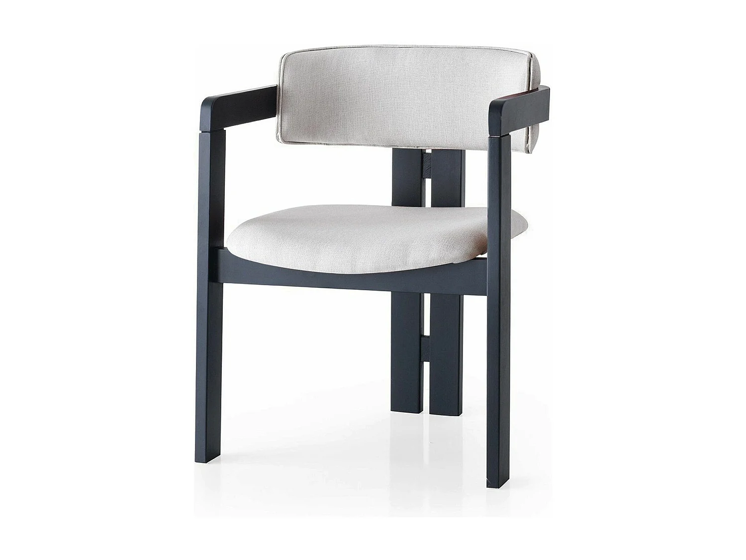 Chaise style vintage moderne Vladmir Lin Crème et Bois massif Noir