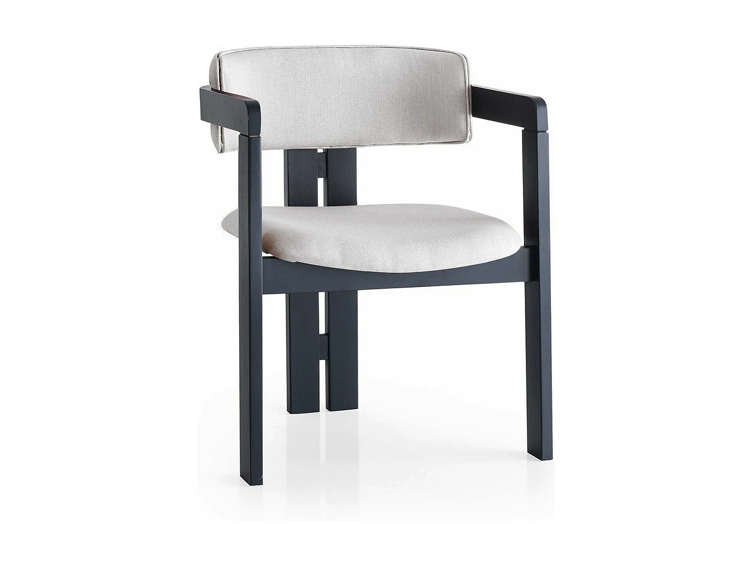 Chaise style vintage moderne Vladmir Lin Crème et Bois massif Noir