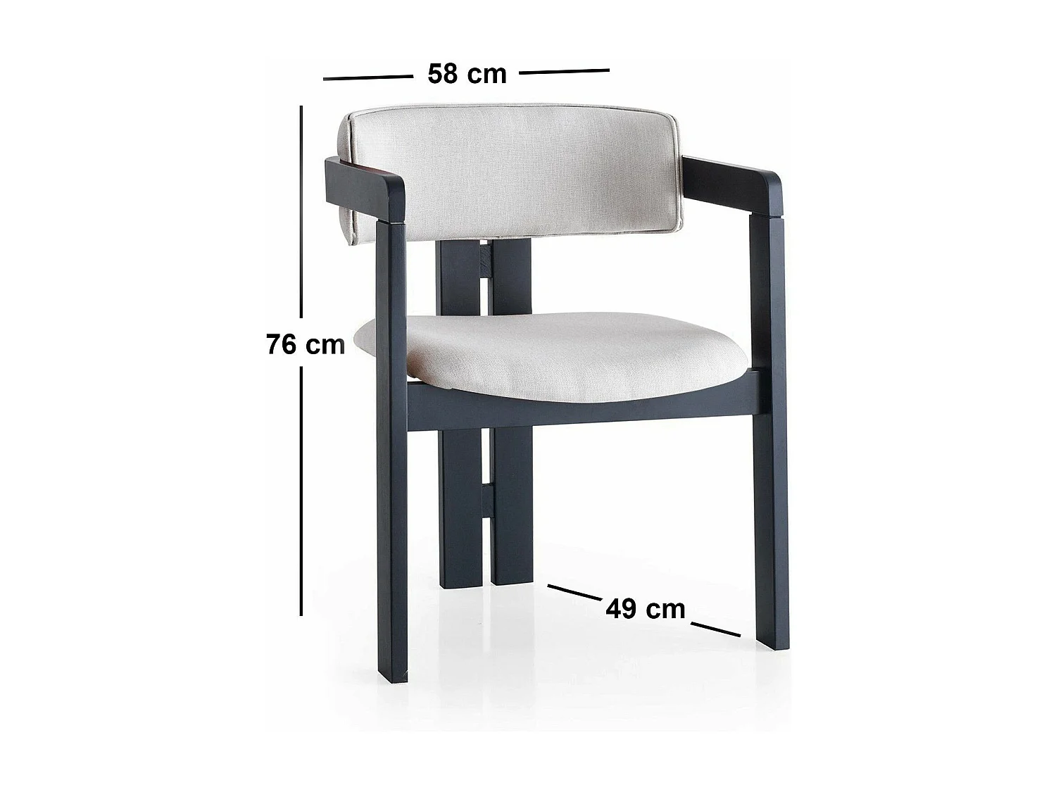 Chaise style vintage moderne Vladmir Lin Crème et Bois massif Noir