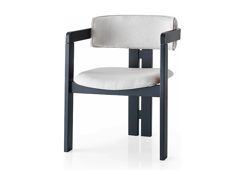 Chaise style vintage moderne Vladmir Lin Crème et Bois massif Noir