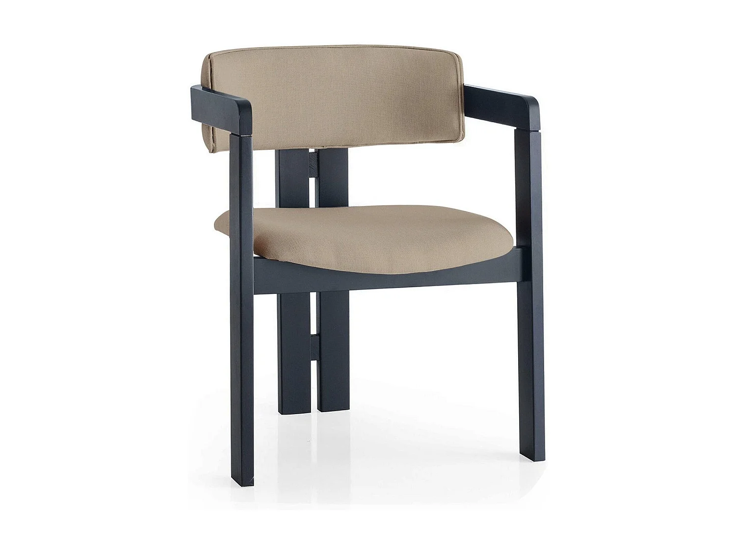 Chaise style vintage moderne Vladmir Lin Taupe et Bois massif Noir