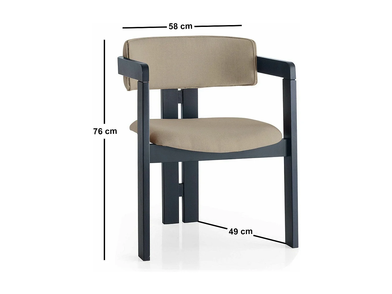 Chaise style vintage moderne Vladmir Lin Taupe et Bois massif Noir