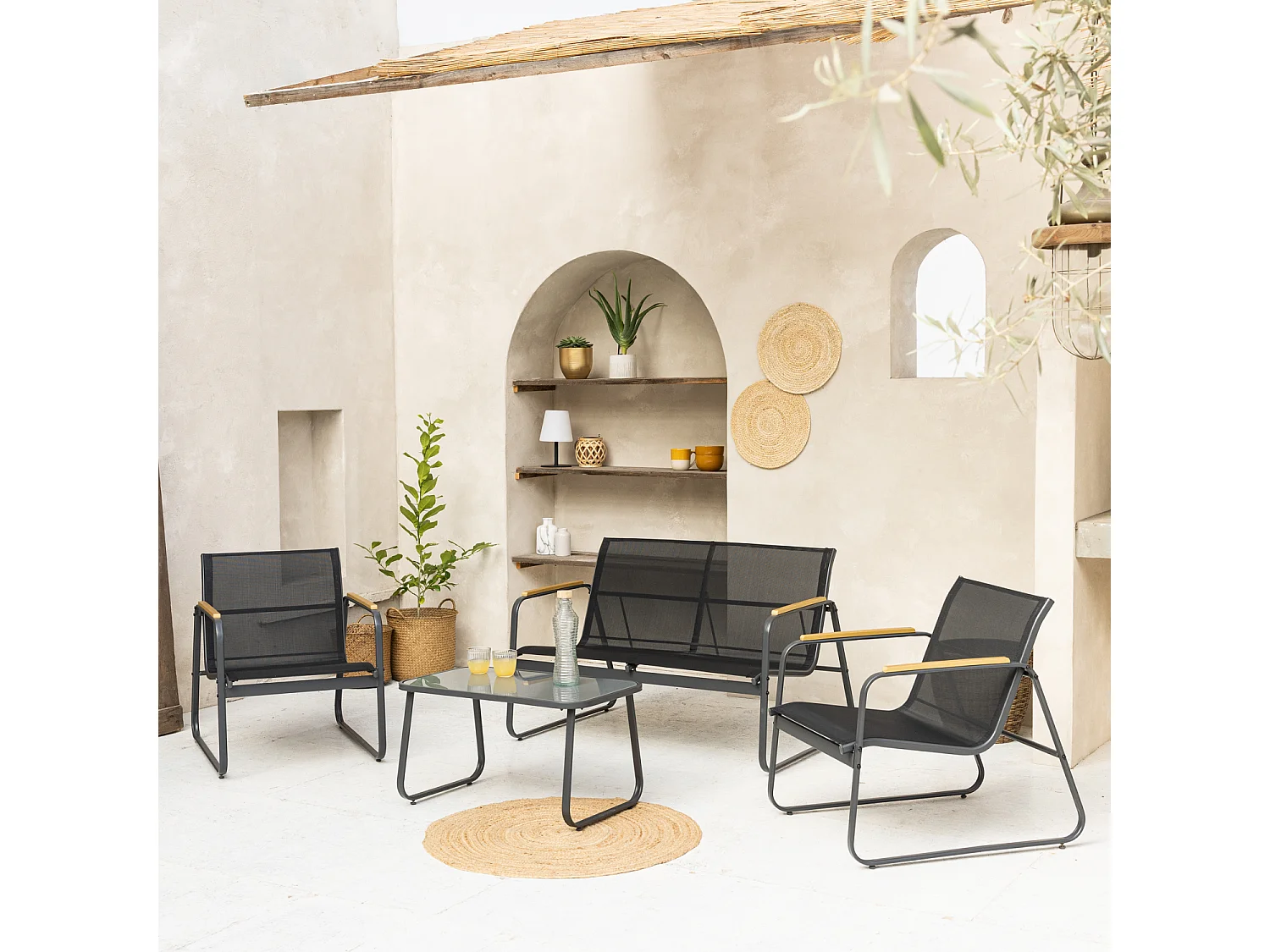 Aluminium tuinset 4 zits antraciet TENERIFE