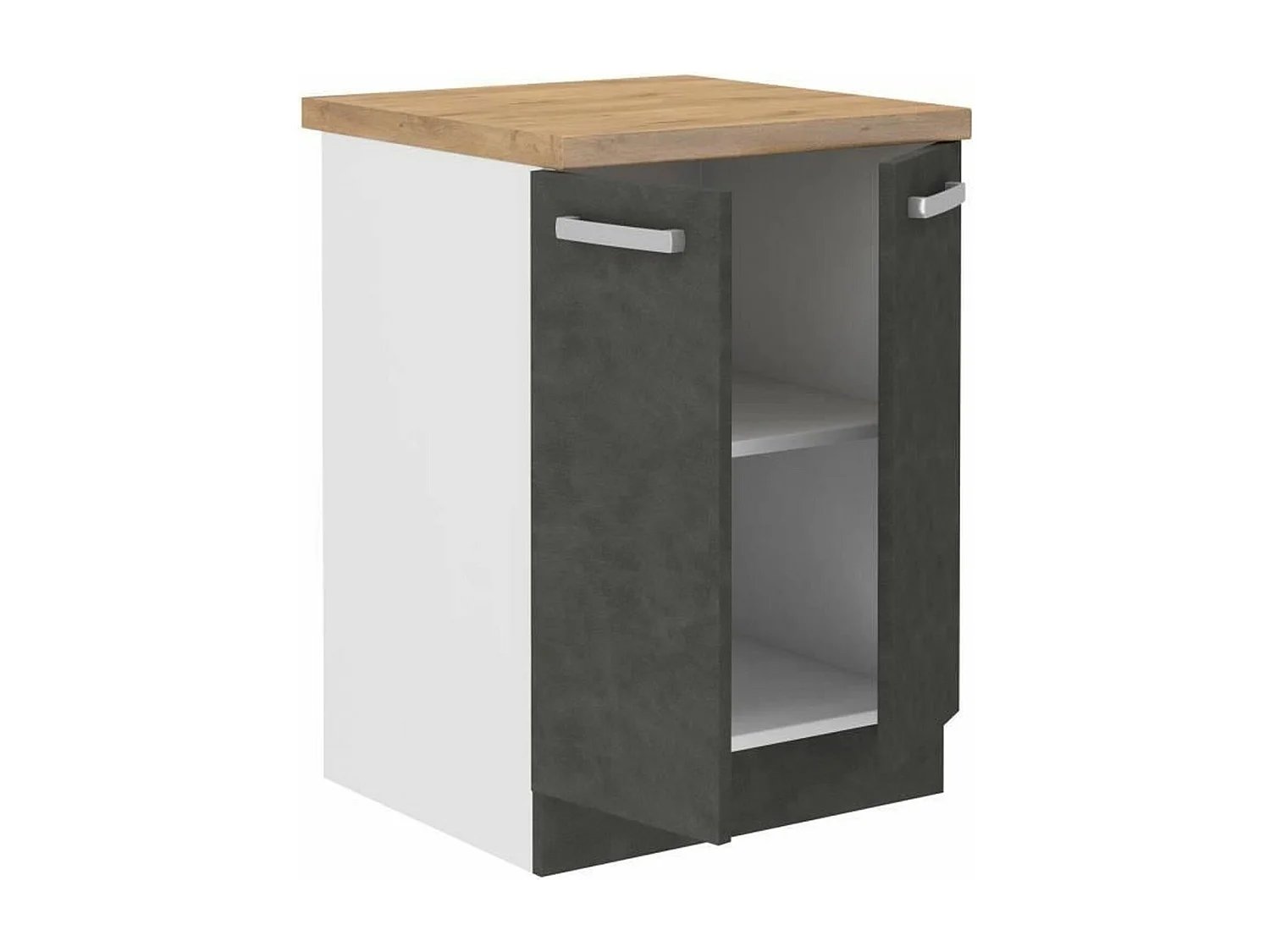 Meuble bas 2 portes battantes - Gris mat - 60 x 51,6 x 85 cm - LASSEN