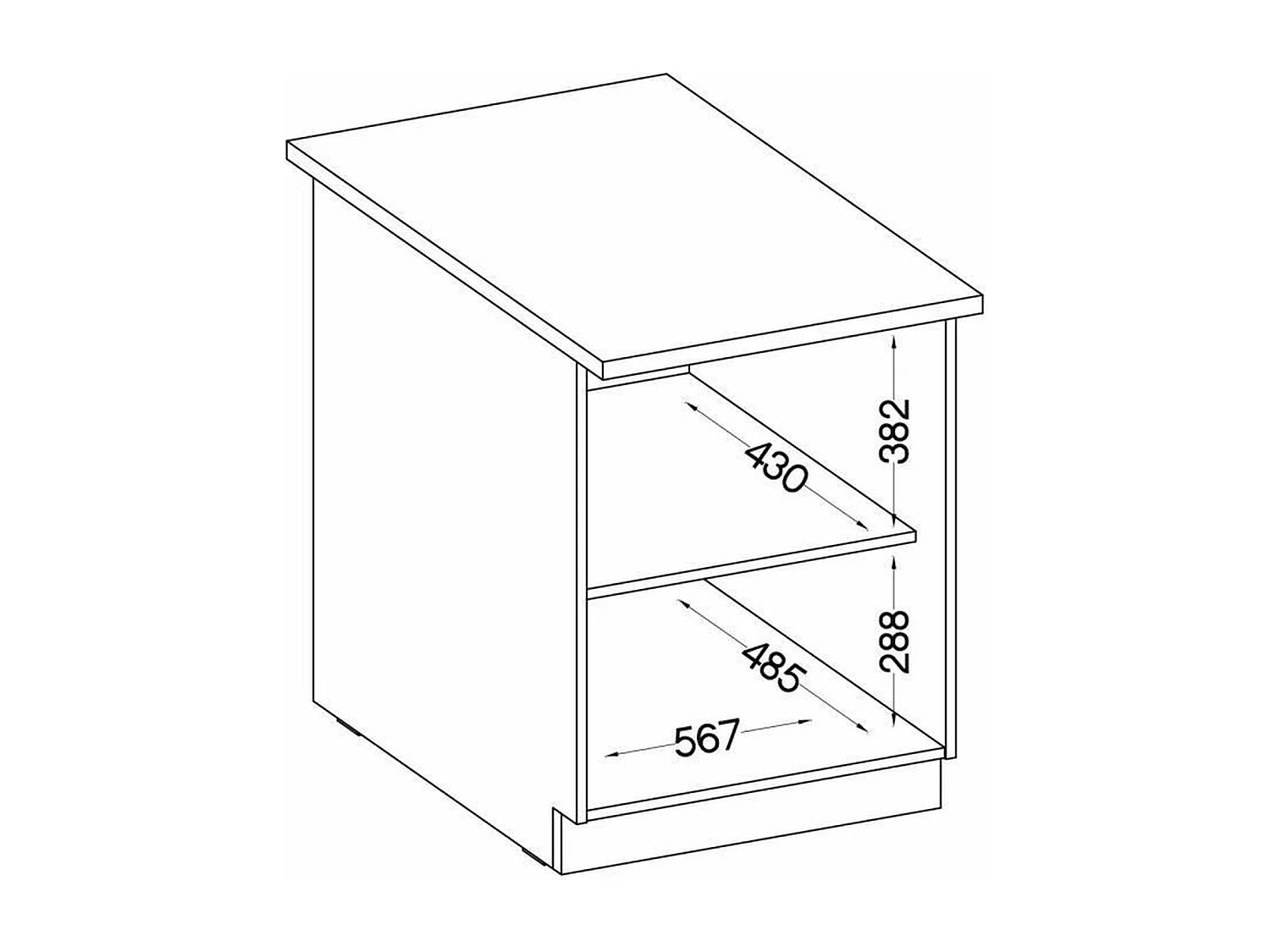 Meuble bas 2 portes battantes - Gris mat - 60 x 51,6 x 85 cm - LASSEN