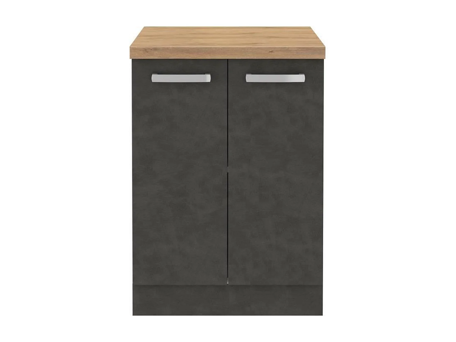 Meuble bas 2 portes battantes - Gris mat - 60 x 51,6 x 85 cm - LASSEN