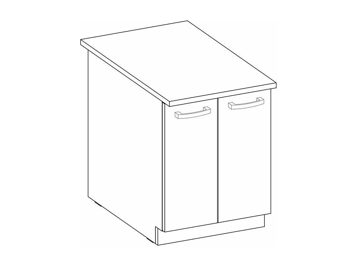 Meuble bas 2 portes battantes - Gris mat - 60 x 51,6 x 85 cm - LASSEN