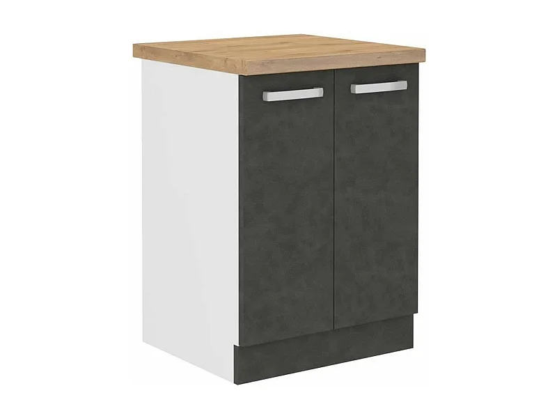 Onderkast 2 Draaideuren Mat Grijs LASSEN 60x51,6x85 cm Hedendaagse Designkeuken