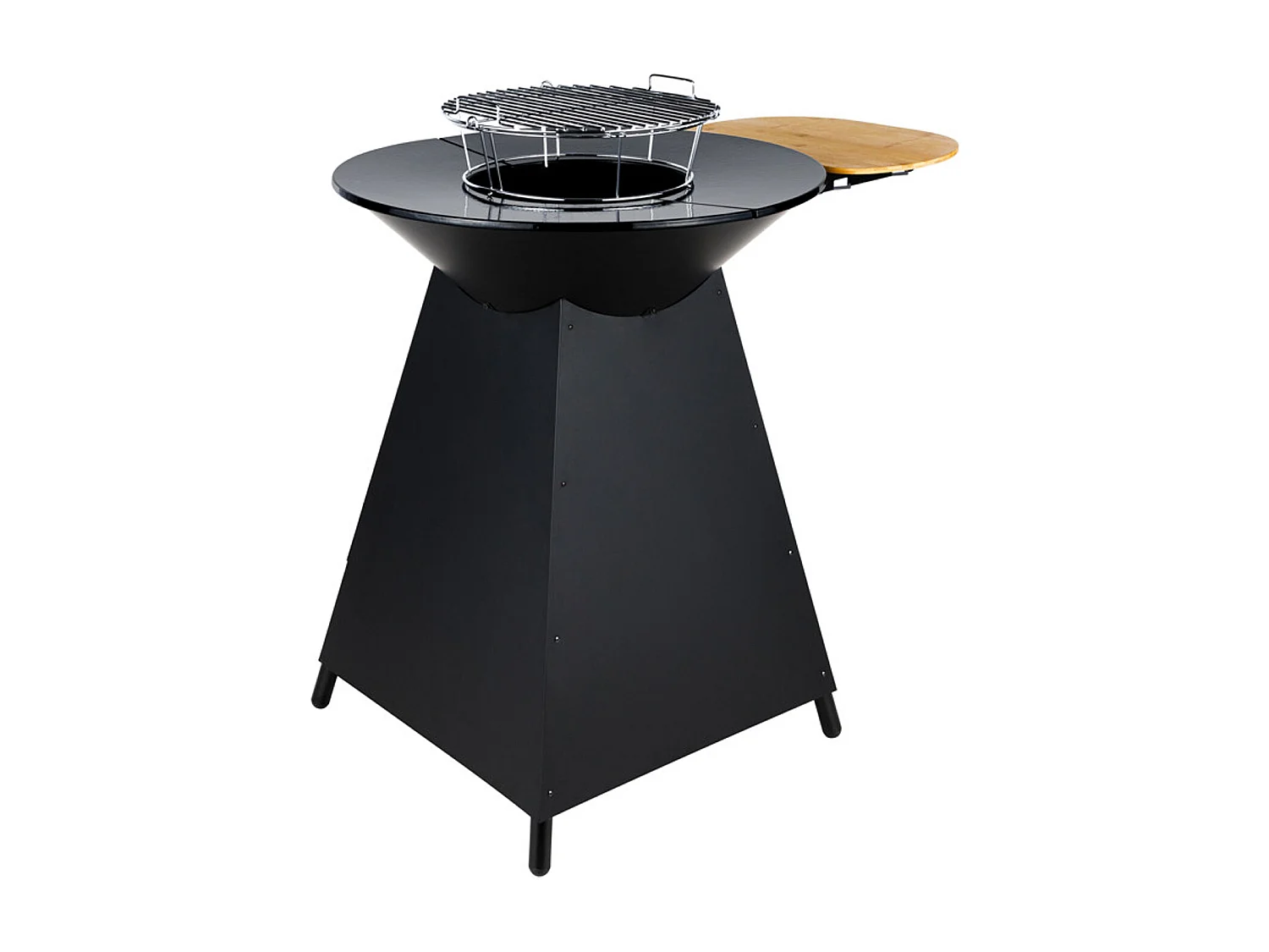 Houtskoolvuur met geëmailleerde gietijzeren kookplaat