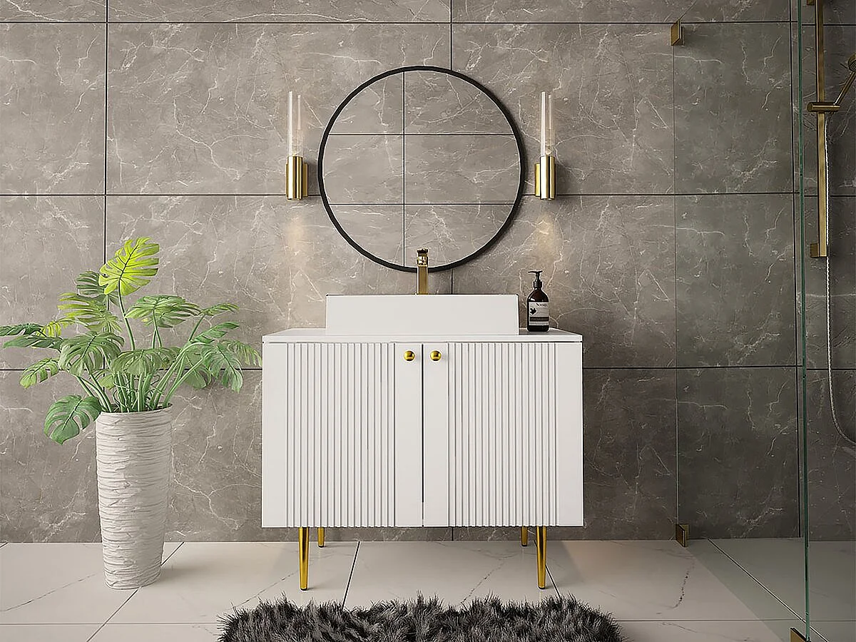 Meuble de salle de bain "Abires" - 90 x 46 x 74 cm - Blanc