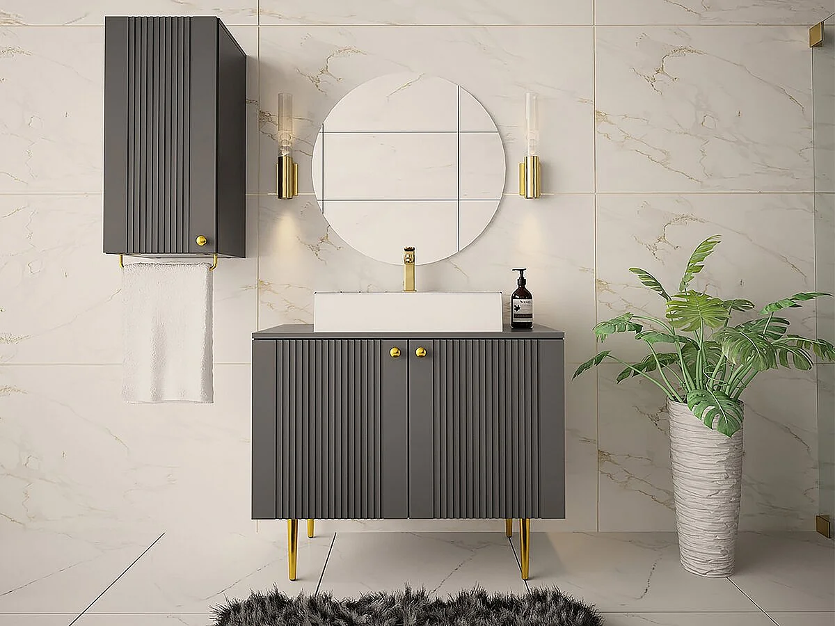Meuble de salle de bain "Abires" 90 x 46 x 74 cm - Gris