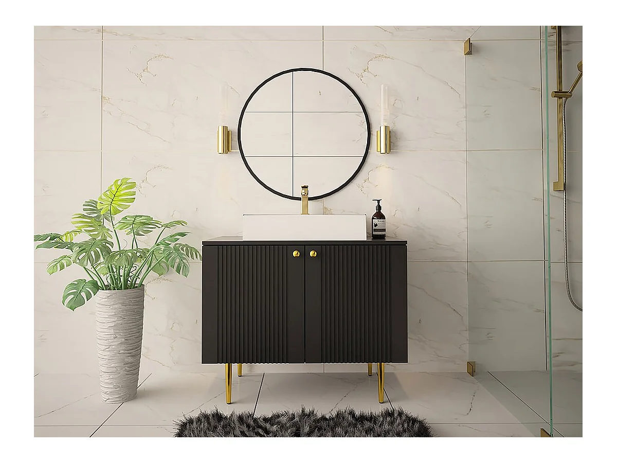 Meuble de salle de bain "Abires" - 90 x 46 x 74 cm - Noir
