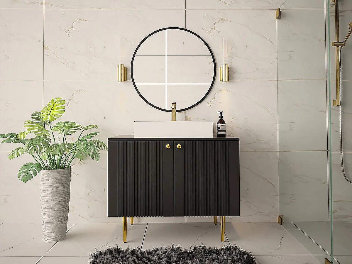 Meuble de salle de bain "Abires" - 90 x 46 x 74 cm - Noir