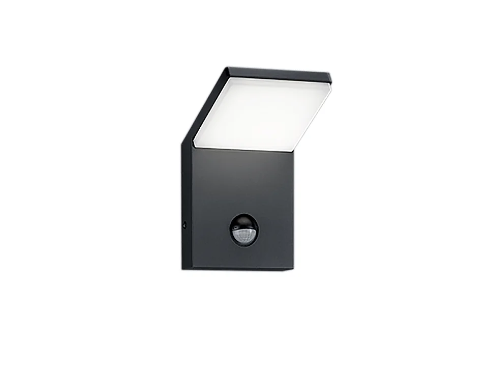 Zewnętrzna lampa ścienna LED z czujnikiem ruchu IP54 8W - Trio - Perłowy Biały Antracyt